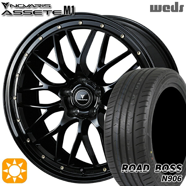 【取付対象】245/35R20 95W XL ロードボス N906 Weds ウェッズ ノヴァリス アセット M1 ブラック/ゴールドピアス 20インチ 8.5J 5H114.3 サマータイヤホイールセット