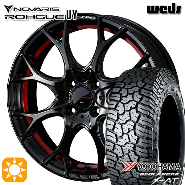 【取付対象】アゲトラ 165/65R14 ヨコハマ ジオランダーX-AT G016 Weds ウェッズ ノヴァリス ローグ UY ピアノブラック/レッドライン 14インチ 4.5J 4H100 サマータイヤホイールセット ｜格安タイヤホイールジャストパーツ 64,900円
