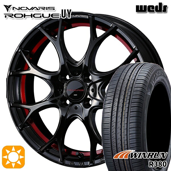 【取付対象】エブリィワゴン 165/60R14 75H ウィンラン R380 Weds ウェッズ ノヴァリス ローグ UY ピアノブラック/レッドライン 14インチ 4.5J 4H100 サマータイヤホイールセット