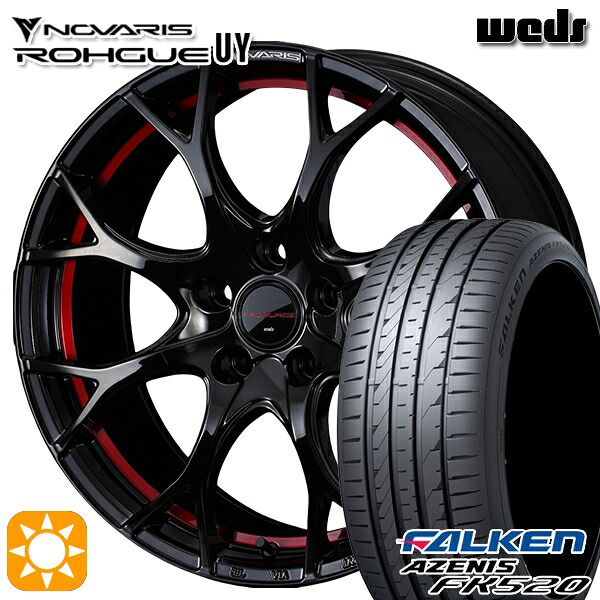 【取付対象】C-HR レガシィB4 225/50R18 99W XL ファルケン アゼニス FK520 Weds ウェッズ ノヴァリス ローグ UY ピアノブラック/レッドライン 18インチ 8.0J 5H114.3 サマータイヤホイールセット