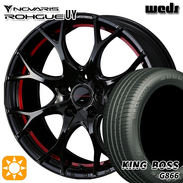 【取付対象】20/30系アルファードヴェルファイア 235/50R18 101W XL キングボス G866 Weds ウェッズ ノヴァリス ローグ UY ピアノブラック/レッドライン 18インチ 7.0J 5H114.3 サマータイヤホイールセット ｜格安タイヤホイールジャストパーツ