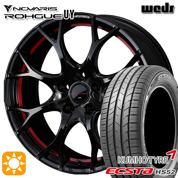 【取付対象】C-HR カローラクロス 215/60R17 100V XL クムホ エクスタ HS52 Weds ウェッズ ノヴァリス ローグ UY ピアノブラック/レッドライン 17インチ 7.0J 5H114.3 サマータイヤホイールセット