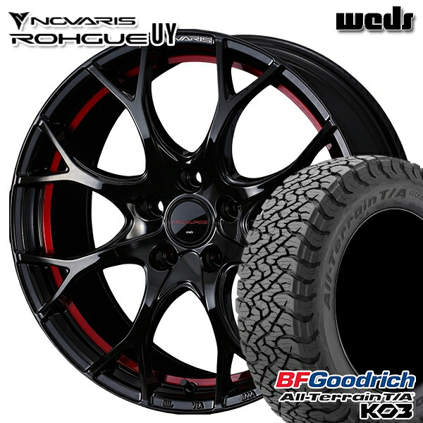 【取付対象】225/65R17 107/103S RBL BFグッドリッチ オールテレーン T/A KO3 Weds ウェッズ ノヴァリス ローグ UY ピアノブラック/レッドライン 17インチ 7.0J 5H114.3 サマータイヤホイールセット ｜格安タイヤホイールジャストパーツ
