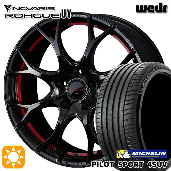 【取付対象】20/30系アルファードヴェルファイア 235/60R18 107W XL ミシュラン パイロットスポーツ4 SUV Weds ウェッズ ノヴァリス ローグ UY ピアノブラック/レッドライン 18インチ 8.0J 5H114.3 サマータイヤホイールセット
