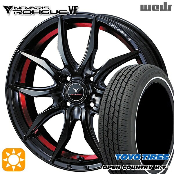 【取付対象】155/65R14 75H トーヨー オープンカントリー H/T2 WR Weds ウェッズ ノヴァリス ローグ VF ピアノブラック/レッドライン 14インチ 4.5J 4H100 サマータイヤホイールセット