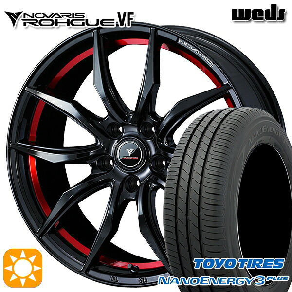 【取付対象】225/45R18 91W トーヨー ナノエナジー3プラス Weds ウェッズ ノヴァリス ローグ VF ピアノブラック/レッドライン 18インチ 7.0J 5H114.3 サマータイヤホイールセット |格安タイヤホイールジャストパーツ