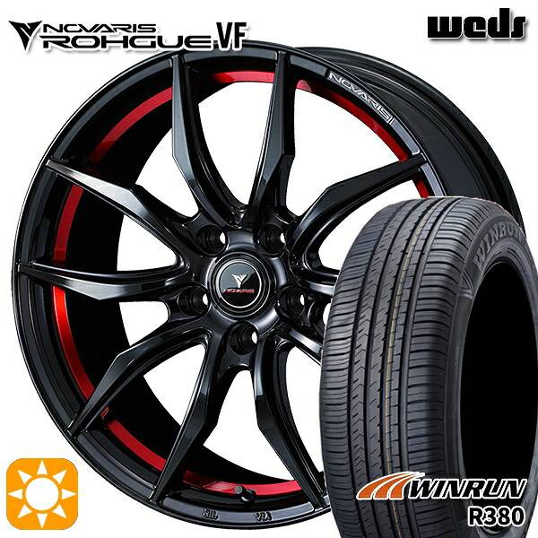 【取付対象】225/60R17 99V ウィンラン R380 Weds ウェッズ ノヴァリス ローグ VF ピアノブラック/レッドライン 17インチ 7.0J 5H114.3 サマータイヤホイールセット