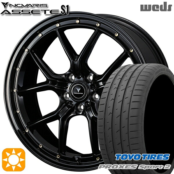 【取付対象】225/35R19 88Y XL トーヨー プロクセススポーツ2 Weds ウェッズ ノヴァリス アセット S1 ブラック/ゴールドピアス 19インチ 8.0J 5H114.3 サマータイヤホイールセット