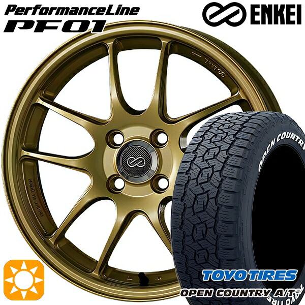 【取付対象】245/65R17 111H XL トーヨー オープンカントリーA/T3 ホワイトレター ENKEI エンケイ パフォーマンスライン PF01 ゴールド 17インチ 7.5J 5H114.3 サマータイヤホイールセット ｜格安タイヤホイールジャストパーツ 127,890円