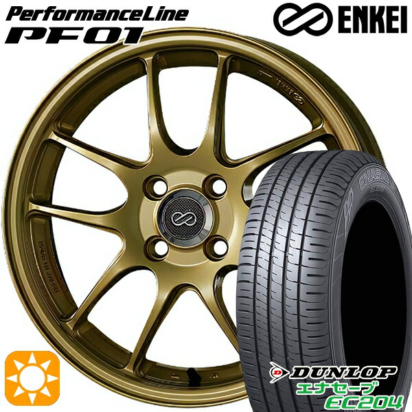 【取付対象】215/60R17 96V ダンロップ エナセーブ EC204 ENKEI エンケイ パフォーマンスライン PF01 ゴールド 17インチ 7.5J 5H114.3 サマータイヤホイールセット