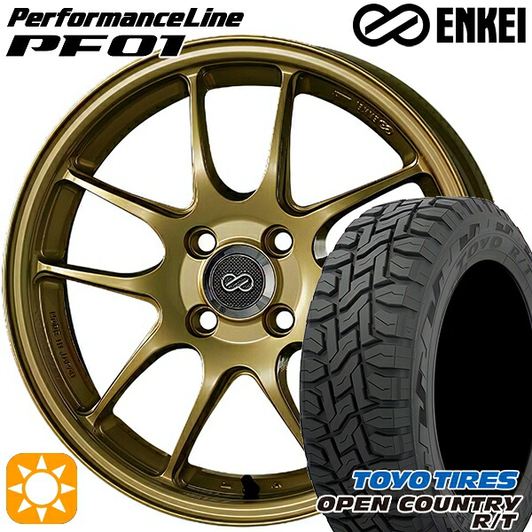 【取付対象】225/60R17 99Q トーヨー オープンカントリー R/T ENKEI エンケイ パフォーマンスライン PF01 ゴールド 17インチ 7.0J 5H114.3 サマータイヤホイールセット |格安タイヤホイールジャストパーツ