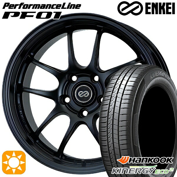 【取付対象】185/65R15 88T ハンコック KlnERGy ECO2 K435 ENKEI エンケイ パフォーマンスライン PF01 マットブラック 15インチ 6.5J 4H100 サマータイヤホイールセット