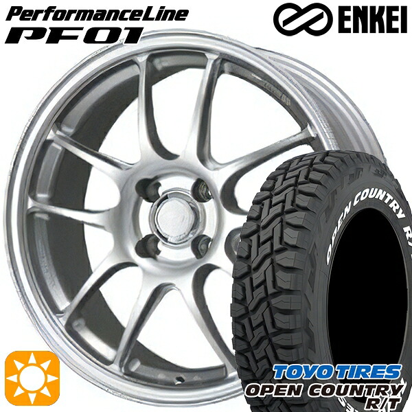 【取付対象】タフト 165/65R15 81Q トーヨー オープンカントリー R/T ホワイトレター ENKEI エンケイ パフォーマンスライン PF01 スパークルシルバー 15インチ 5.0J 4H100 サマータイヤホイールセット