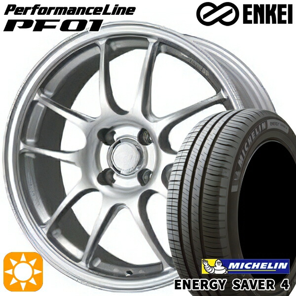 【取付対象】185/65R15 92H XL ミシュラン エナジーセイバー4 ENKEI エンケイ パフォーマンスライン PF01 スパークルシルバー 15インチ 6.5J 4H100 サマータイヤホイールセット
