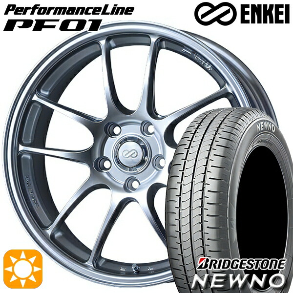 【取付対象】215/45R17 91W XL ブリヂストン ニューノ ENKEI エンケイ パフォーマンスライン PF01 スパークルシルバー 17インチ 7.0J 5H100 サマータイヤホイールセット |格安タイヤホイールジャストパーツ