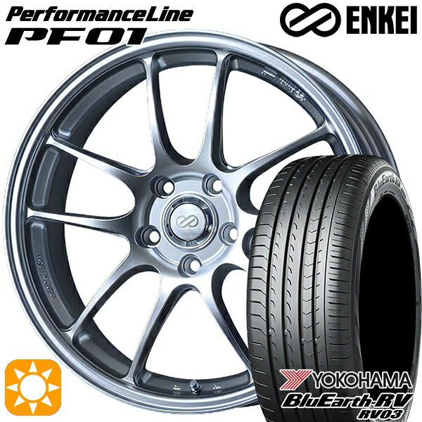 【取付対象】インプレッサXV 225/55R17 101V XL ヨコハマ ブルーアース RV03 ENKEI エンケイ パフォーマンスライン PF01 スパークルシルバー 17インチ 7.0J 5H100 サマータイヤホイールセット