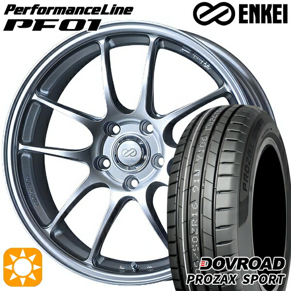 【取付対象】205/55R17 95W XL DOVROAD プロザックススポーツ ENKEI エンケイ パフォーマンスライン PF01 スパークルシルバー 17インチ 7.0J 5H114.3 サマータイヤホイールセット ｜格安タイヤホイールジャストパーツ