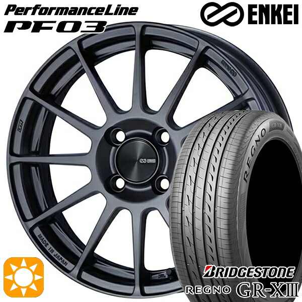 【取付対象】アクア デミオ ノート 195/55R16 91V XL ブリヂストン レグノ GR-X3 ENKEI エンケイ パフォーマンスライン PF03 マットダークガンメタリック 16インチ 6.5J 4H100 サマータイヤホイールセット |格安タイヤホイールジャストパーツ