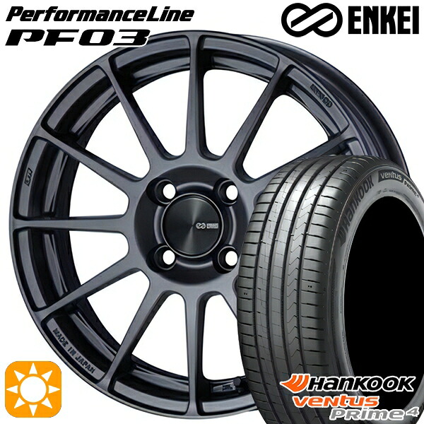 【取付対象】195/55R16 87V ハンコック veNtus PRime4 K135 ENKEI エンケイ パフォーマンスライン PF03 マットダークガンメタリック 16インチ 6.5J 4H100 サマータイヤホイールセット |格安タイヤホイールジャストパーツ