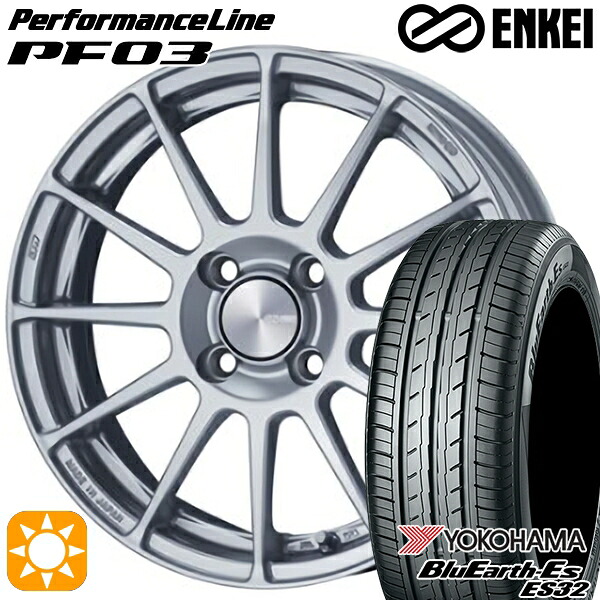 【取付対象】ライズ ロッキー 205/60R16 92H ヨコハマ ブルーアース ES32 ENKEI エンケイ パフォーマンスライン PF03 スパークルシルバー 16インチ 6.5J 4H100 サマータイヤホイールセット |格安タイヤホイールジャストパーツ