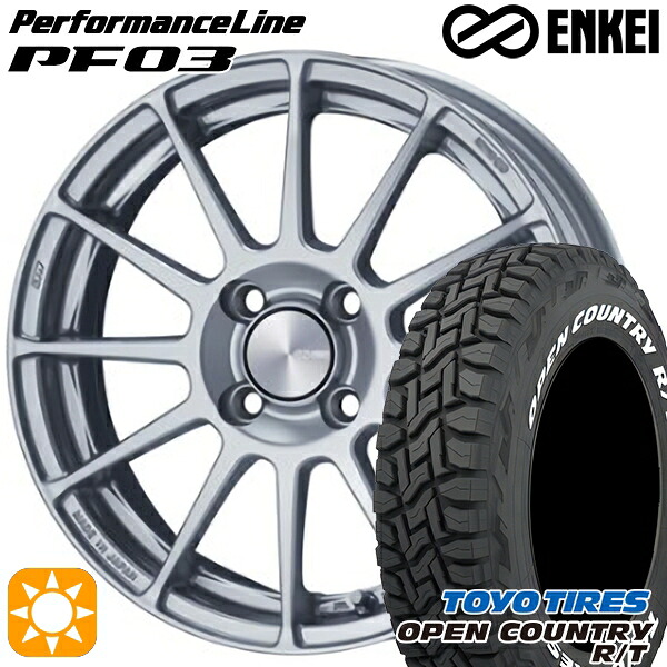 【取付対象】タフト 165/65R15 81Q トーヨー オープンカントリー R/T ホワイトレター ENKEI エンケイ パフォーマンスライン PF03 スパークルシルバー 15インチ 5.0J 4H100 サマータイヤホイールセット