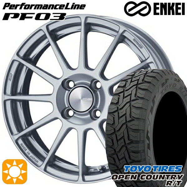 【取付対象】アクア クロスビー 175/60R16 82Q トーヨー オープンカントリー R/T ENKEI エンケイ パフォーマンスライン PF03 スパークルシルバー 16インチ 6.5J 4H100 サマータイヤホイールセット