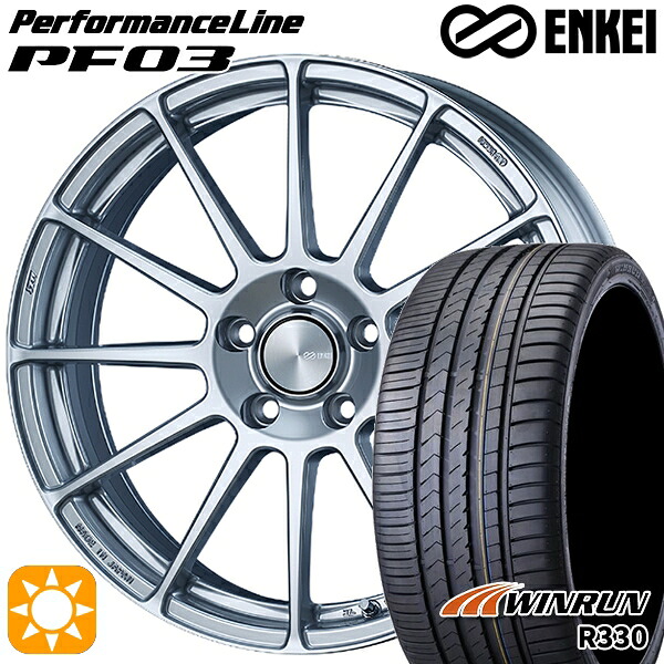 【取付対象】アウトランダー エクストレイル 225/55R18 98V ウィンラン R330 ENKEI エンケイ パフォーマンスライン PF03 スパークルシルバー 18インチ 7.0J 5H114.3 サマータイヤホイールセット