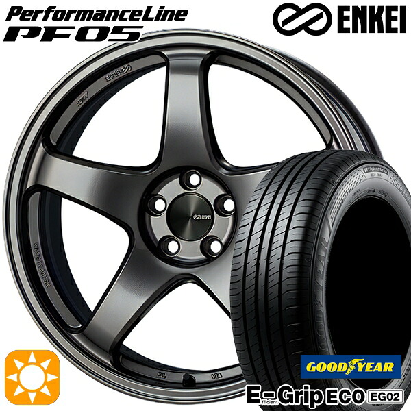【取付対象】175/65R15 84H グッドイヤー エフィシェントグリップ EG02 ENKEI エンケイ パフォーマンスライン PF05 ダークシルバー 15インチ 6.0J 4H100 サマータイヤホイールセット |格安タイヤホイールジャストパーツ