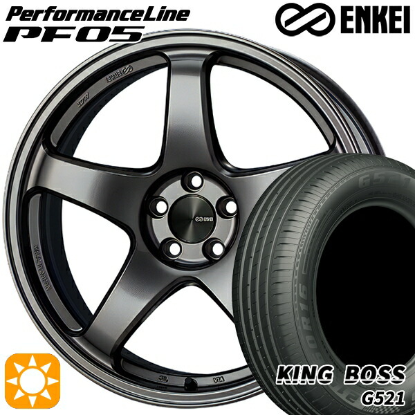 【取付対象】175/65R15 84H キングボス G521 ENKEI エンケイ パフォーマンスライン PF05 ダークシルバー 15インチ 6.0J 4H100 サマータイヤホイールセット