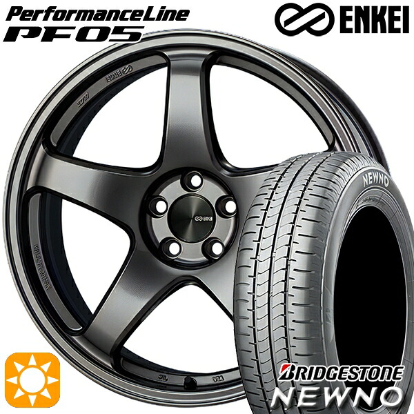 【取付対象】215/50R17 91V ブリヂストン ニューノ ENKEI エンケイ パフォーマンスライン PF05 ダークシルバー 17インチ 7.0J 5H114.3 サマータイヤホイールセット