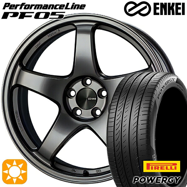 【取付対象】225/45R18 95W XL ピレリ パワジー ENKEI エンケイ パフォーマンスライン PF05 ダークシルバー 18インチ 8.0J 5H114.3 サマータイヤホイールセット