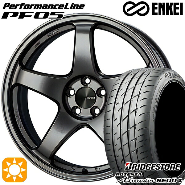 【取付対象】アウディ A4/A6 245/45R18 100W XL ブリヂストン ポテンザ アドレナリン RE004 ENKEI エンケイ パフォーマンスライン PF05 ダークシルバー 18インチ 8.0J 5H112 サマータイヤホイールセット