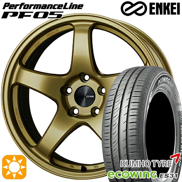 【取付対象】165/65R15 81H クムホ エコウィング ES31 ENKEI エンケイ パフォーマンスライン PF05 ゴールド 15インチ 5.0J 4H100 サマータイヤホイールセット |格安タイヤホイールジャストパーツ