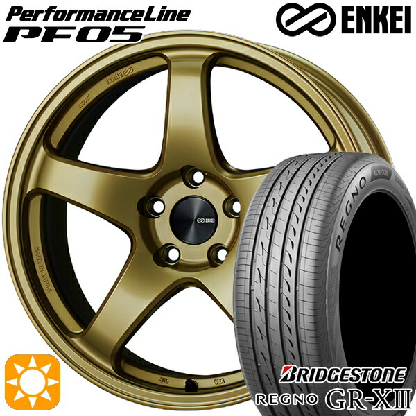 【取付対象】マツダ2 ノート 205/45R17 88W XL ブリヂストン レグノ GR-X3 ENKEI エンケイ パフォーマンスライン PF05 ゴールド 17インチ 7.0J 4H100 サマータイヤホイールセット