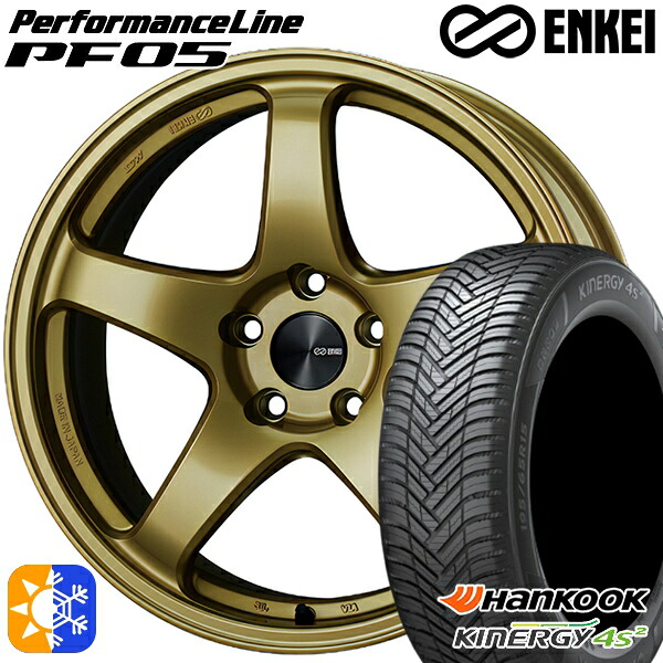 165/60R15 77H ハンコック KInERGy 4s 2 (H750) ENKEI エンケイ パフォーマンスライン PF05 ゴールド 15インチ 5.0J 4H100 オールシーズンタイヤホイールセット |格安タイヤホイールジャストパーツ