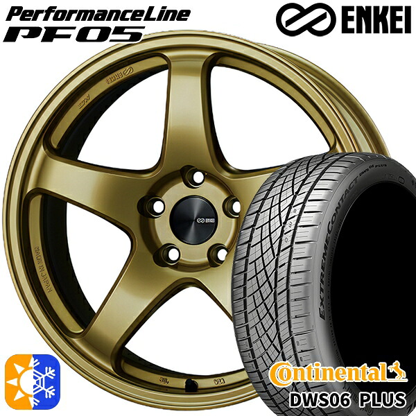 リーフ レヴォーグ 215/50R17 95W XL コンチネンタル DWS06+ ENKEI エンケイ パフォーマンスライン PF05 ゴールド 17インチ 7.0J 5H114.3 オールシーズンタイヤホイールセット |格安タイヤホイールジャストパーツ