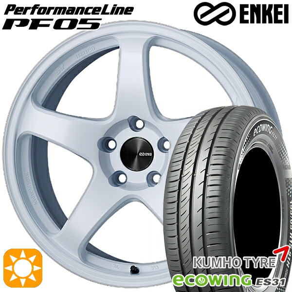 【取付対象】165/65R15 81H クムホ エコウィング ES31 ENKEI エンケイ パフォーマンスライン PF05 ホワイト 15インチ 5.0J 4H100 サマータイヤホイールセット