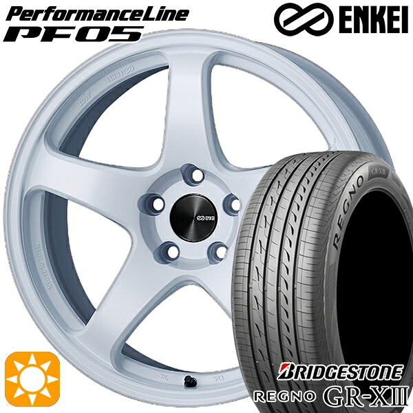 【取付対象】マツダ2 ノート 205/45R17 88W XL ブリヂストン レグノ GR-X3 ENKEI エンケイ パフォーマンスライン PF05 ホワイト 17インチ 7.0J 4H100 サマータイヤホイールセット