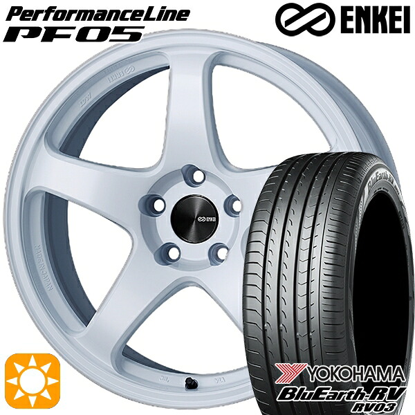 【取付対象】175/60R16 82H ヨコハマ ブルーアース RV03 ENKEI エンケイ パフォーマンスライン PF05 ホワイト 16インチ 6.5J 4H100 サマータイヤホイールセット 94,380円