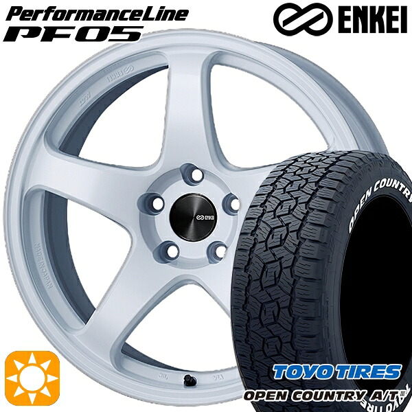 【取付対象】ハリアー エクストレイル 225/65R17 102H トーヨー オープンカントリーA/T3 ホワイトレター ENKEI エンケイ パフォーマンスライン PF05 ホワイト 17インチ 7.0J 5H114.3 サマータイヤホイールセット