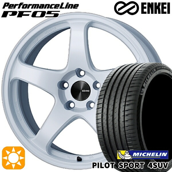 【取付対象】235/60R18 107W XL ミシュラン パイロットスポーツ4 SUV ENKEI エンケイ パフォーマンスライン PF05 ホワイト 18インチ 7.5J 5H114.3 サマータイヤホイールセット