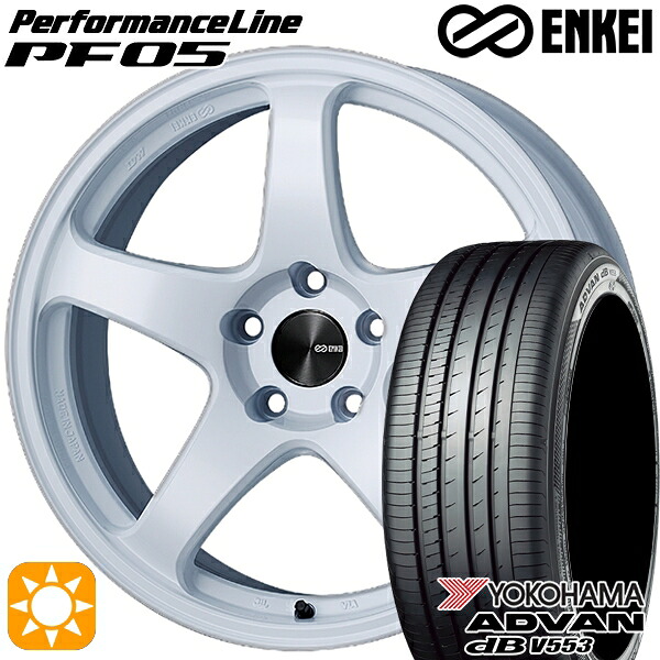 【取付対象】ウィッシュ カローラスポーツ 205/50R17 93W XL ヨコハマ アドバンデシベル V553 ENKEI エンケイ パフォーマンスライン PF05 ホワイト 17インチ 7.5J 5H100 サマータイヤホイールセット