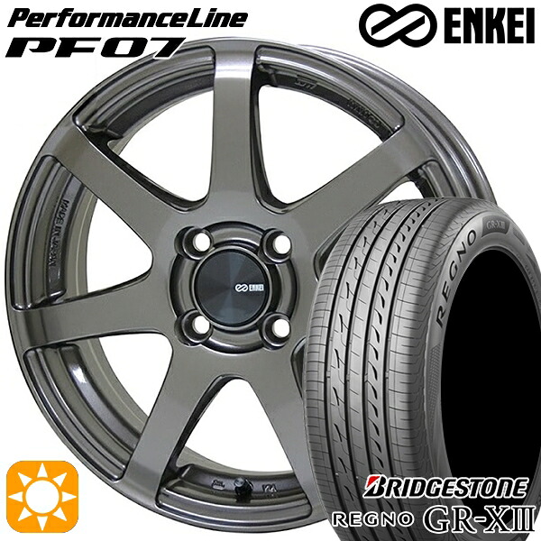 【取付対象】マツダ2 ノート 205/45R17 88W XL ブリヂストン レグノ GR-X3 ENKEI エンケイ パフォーマンスライン PF07 ダークシルバー 17インチ 7.0J 4H100 サマータイヤホイールセット