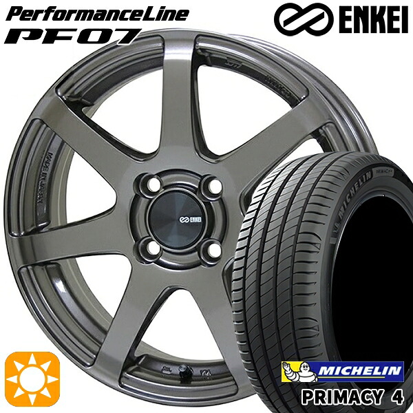 【取付対象】185/60R15 88H XL ミシュラン プライマシー4 ENKEI エンケイ パフォーマンスライン PF07 ダークシルバー 15インチ 6.0J 4H100 サマータイヤホイールセット |格安タイヤホイールジャストパーツ