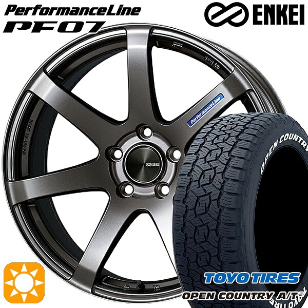 【取付対象】ハリアー エクストレイル 225/65R17 102H トーヨー オープンカントリーA/T3 ホワイトレター ENKEI エンケイ パフォーマンスライン PF07 ダークシルバー 17インチ 7.0J 5H114.3 サマータイヤホイールセット
