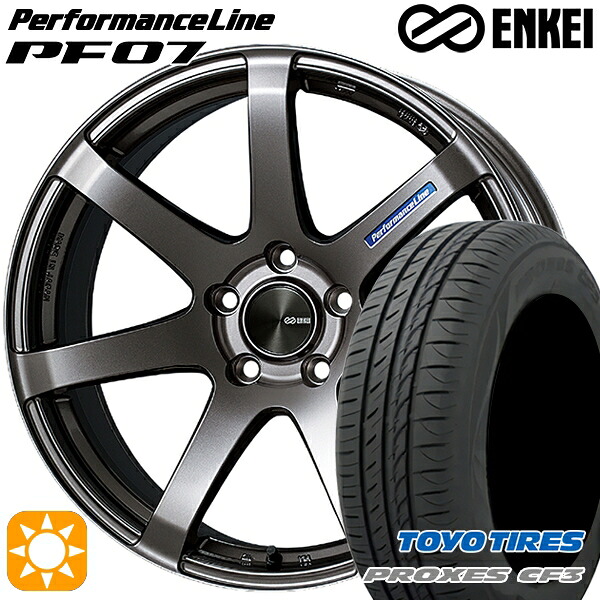 【取付対象】ウィッシュ カローラスポーツ 205/50R17 93V XL トーヨー プロクセス CF3 ENKEI エンケイ パフォーマンスライン PF07 ダークシルバー 17インチ 7.5J 5H100 サマータイヤホイールセット