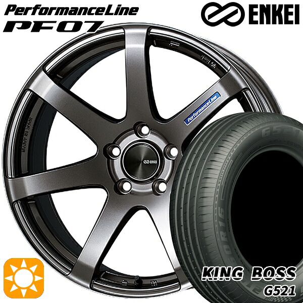 【取付対象】205/55R16 91V キングボス G521 ENKEI エンケイ パフォーマンスライン PF07 ダークシルバー 16インチ 7.0J 5H100 サマータイヤホイールセット