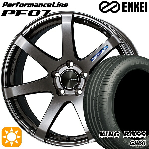 【取付対象】225/45R19 92W キングボス G866 ENKEI エンケイ パフォーマンスライン PF07 ダークシルバー 19インチ 8.0J 5H114.3 サマータイヤホイールセット