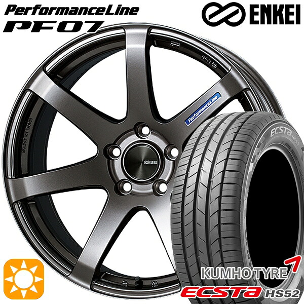 【取付対象】205/55R16 91V クムホ エクスタ HS52 ENKEI エンケイ パフォーマンスライン PF07 ダークシルバー 16インチ 7.0J 5H100 サマータイヤホイールセット |格安タイヤホイールジャストパーツ