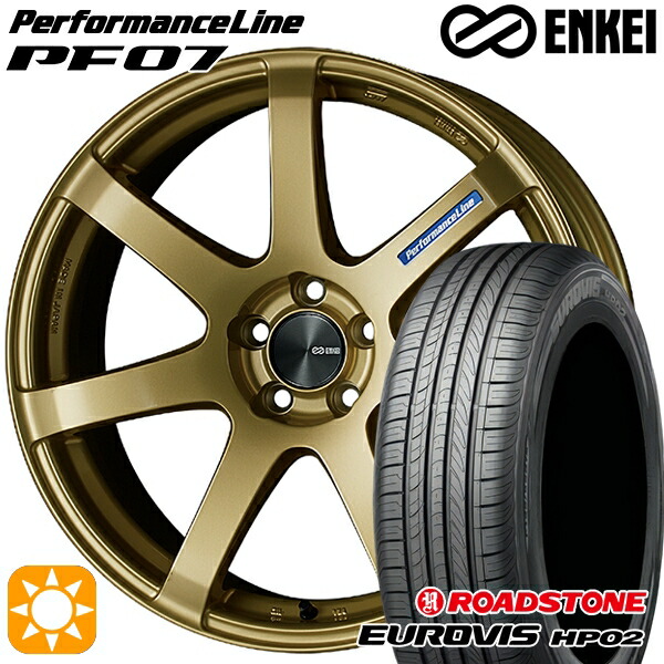 【取付対象】165/60R15 ネクセン ロードストーン ユーロビズ HP02 ENKEI エンケイ パフォーマンスライン PF07 ゴールド 15インチ 5.0J 4H100 サマータイヤホイールセット